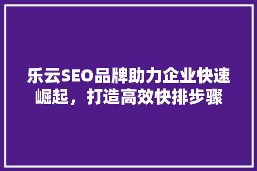 乐云SEO品牌助力企业快速崛起，打造高效快排步骤