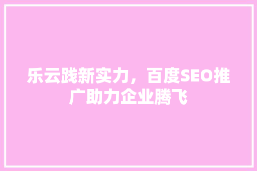 乐云践新实力，百度SEO推广助力企业腾飞