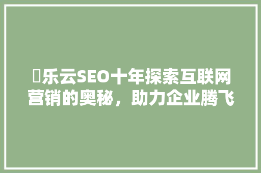 乚乐云SEO十年探索互联网营销的奥秘，助力企业腾飞