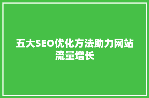 五大SEO优化方法助力网站流量增长