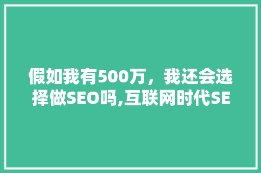 假如我有500万，我还会选择做SEO吗,互联网时代SEO的奥秘与价值