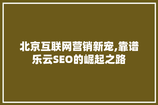 北京互联网营销新宠,靠谱乐云SEO的崛起之路