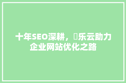 十年SEO深耕，乚乐云助力企业网站优化之路