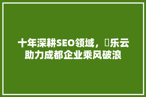十年深耕SEO领域，乚乐云助力成都企业乘风破浪