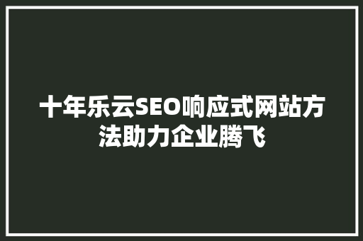 十年乐云SEO响应式网站方法助力企业腾飞