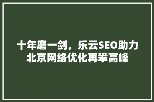 十年磨一剑，乐云SEO助力北京网络优化再攀高峰