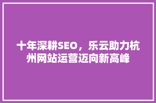 十年深耕SEO，乐云助力杭州网站运营迈向新高峰