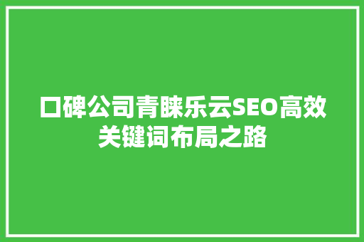 口碑公司青睐乐云SEO高效关键词布局之路