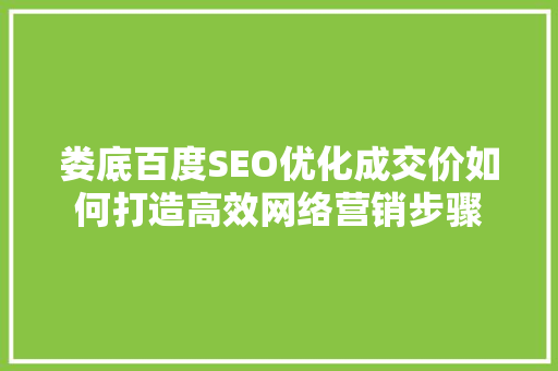 娄底百度SEO优化成交价如何打造高效网络营销步骤