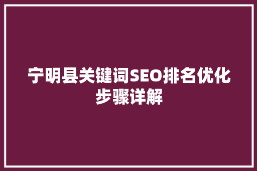 宁明县关键词SEO排名优化步骤详解