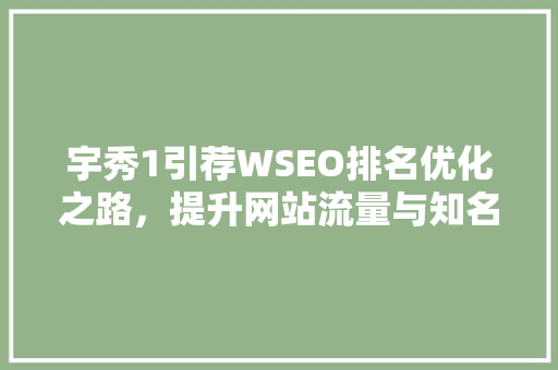 宇秀1引荐WSEO排名优化之路，提升网站流量与知名度