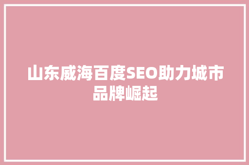 山东威海百度SEO助力城市品牌崛起