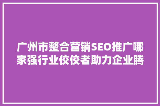 广州市整合营销SEO推广哪家强行业佼佼者助力企业腾飞