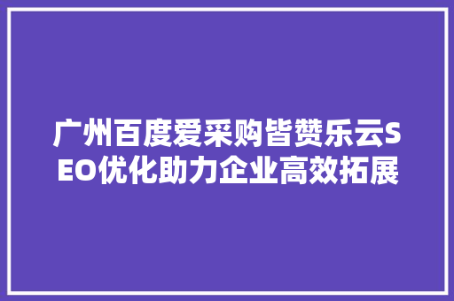 广州百度爱采购皆赞乐云SEO优化助力企业高效拓展电商市场