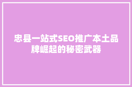 忠县一站式SEO推广本土品牌崛起的秘密武器