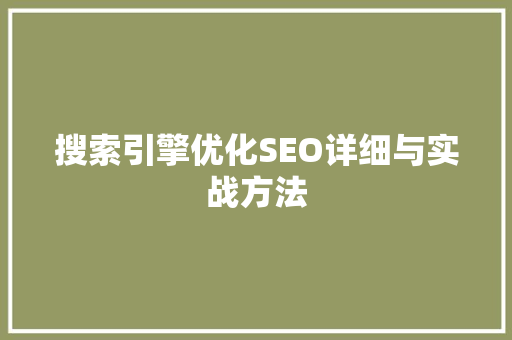 搜索引擎优化SEO详细与实战方法