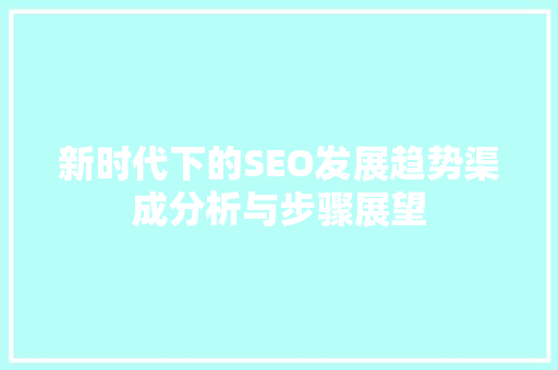 新时代下的SEO发展趋势渠成分析与步骤展望