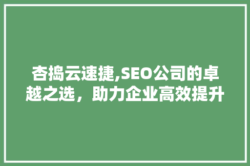 杏捣云速捷,SEO公司的卓越之选，助力企业高效提升网站排名