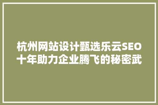 杭州网站设计甄选乐云SEO十年助力企业腾飞的秘密武器