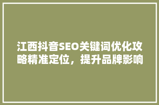 江西抖音SEO关键词优化攻略精准定位，提升品牌影响力