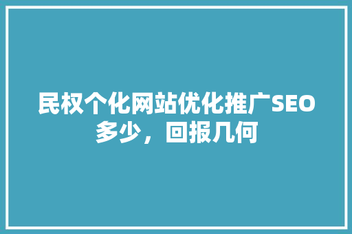 民权个化网站优化推广SEO多少，回报几何