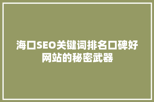 海口SEO关键词排名口碑好网站的秘密武器