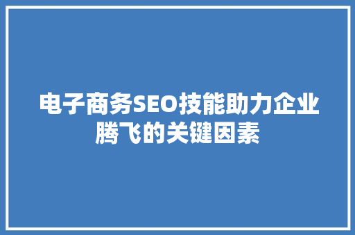 电子商务SEO技能助力企业腾飞的关键因素
