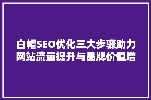 白帽SEO优化三大步骤助力网站流量提升与品牌价值增长