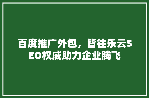 百度推广外包，皆往乐云SEO权威助力企业腾飞