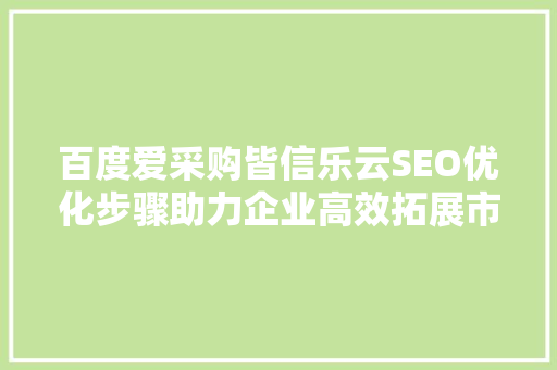 百度爱采购皆信乐云SEO优化步骤助力企业高效拓展市场