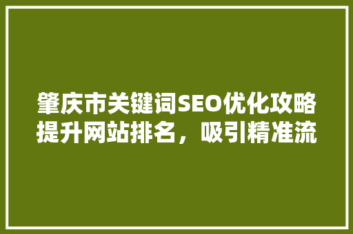 肇庆市关键词SEO优化攻略提升网站排名，吸引精准流量
