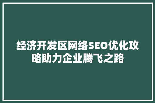 经济开发区网络SEO优化攻略助力企业腾飞之路