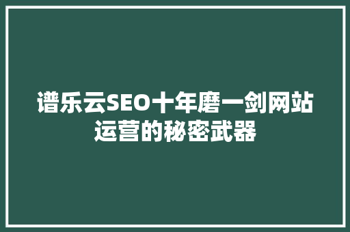 谱乐云SEO十年磨一剑网站运营的秘密武器