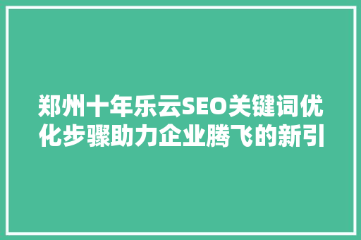 郑州十年乐云SEO关键词优化步骤助力企业腾飞的新引擎