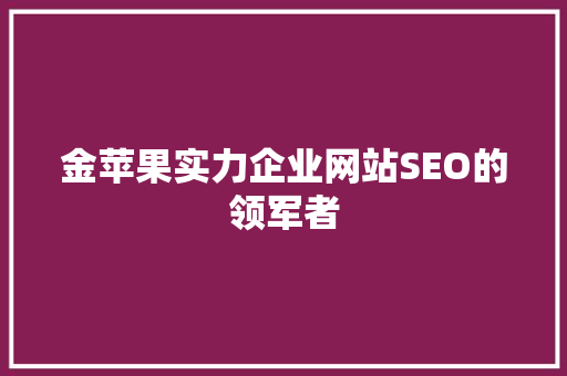 金苹果实力企业网站SEO的领军者