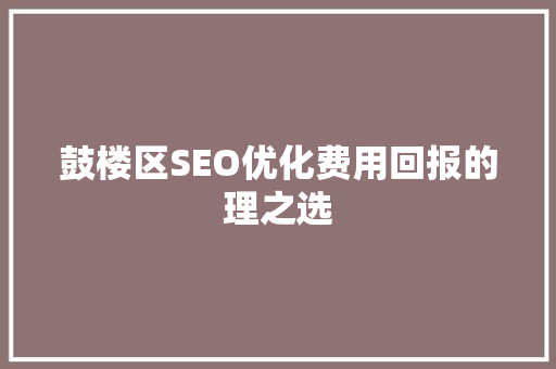 鼓楼区SEO优化费用回报的理之选