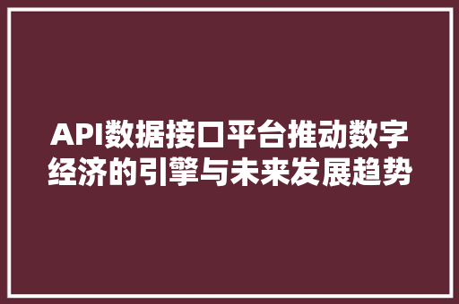 API数据接口平台推动数字经济的引擎与未来发展趋势