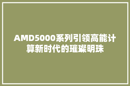 AMD5000系列引领高能计算新时代的璀璨明珠