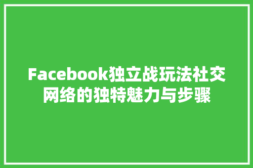 Facebook独立战玩法社交网络的独特魅力与步骤