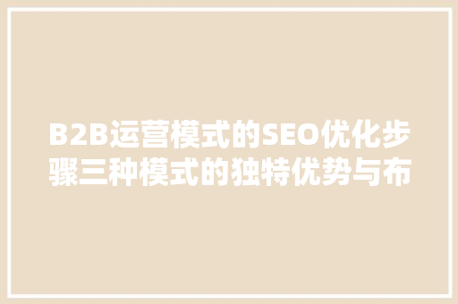 B2B运营模式的SEO优化步骤三种模式的独特优势与布局方法