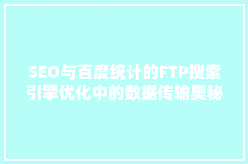 SEO与百度统计的FTP搜索引擎优化中的数据传输奥秘