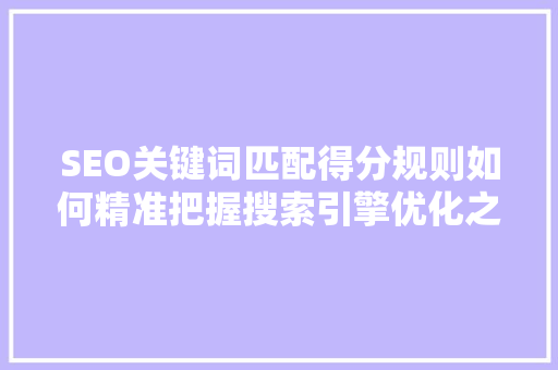 SEO关键词匹配得分规则如何精准把握搜索引擎优化之路