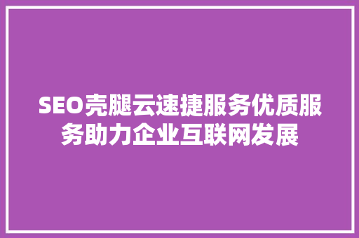 SEO壳腿云速捷服务优质服务助力企业互联网发展