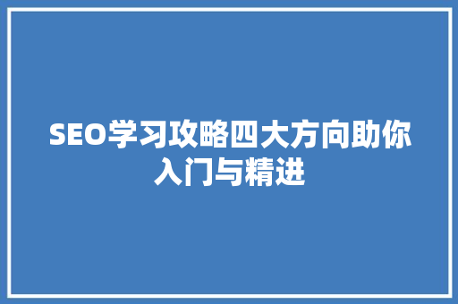 SEO学习攻略四大方向助你入门与精进