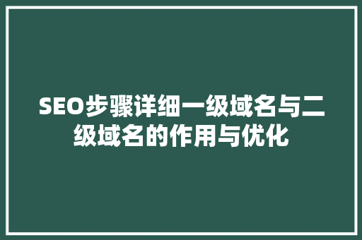 SEO步骤详细一级域名与二级域名的作用与优化