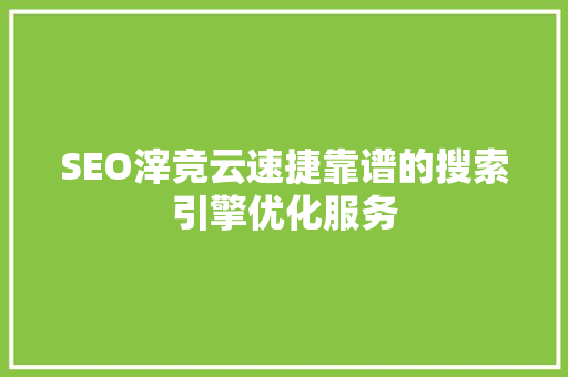 SEO滓竞云速捷靠谱的搜索引擎优化服务