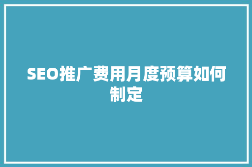 SEO推广费用月度预算如何制定