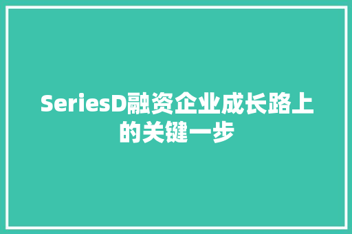 SeriesD融资企业成长路上的关键一步