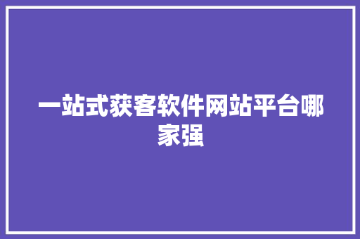 一站式获客软件网站平台哪家强