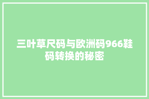 三叶草尺码与欧洲码966鞋码转换的秘密